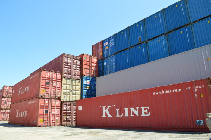 Container stacks at ContainerPort Group's private depot/container yard in Cleveland, OH.