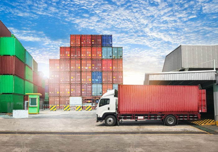 Unloading truck at a warehouse