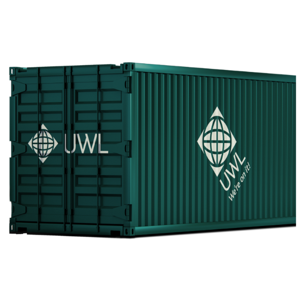 UWL branded shipping container