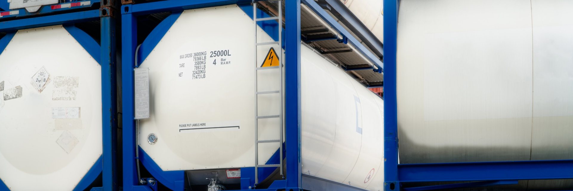 Stacked ISO tank containers for bulk liquid and chemical transport