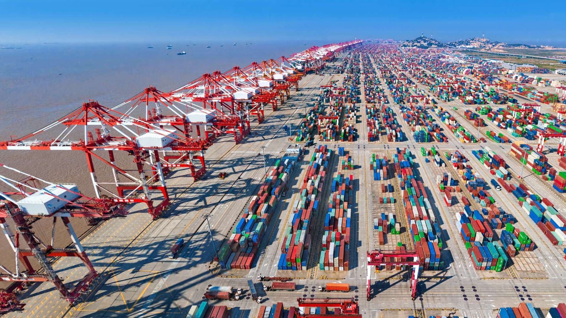 Container vessel alongside at a terminal