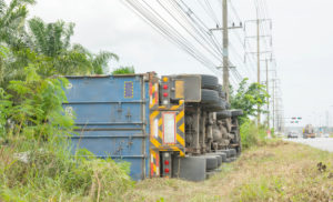 An overturned truck at Rayong, Thailand
